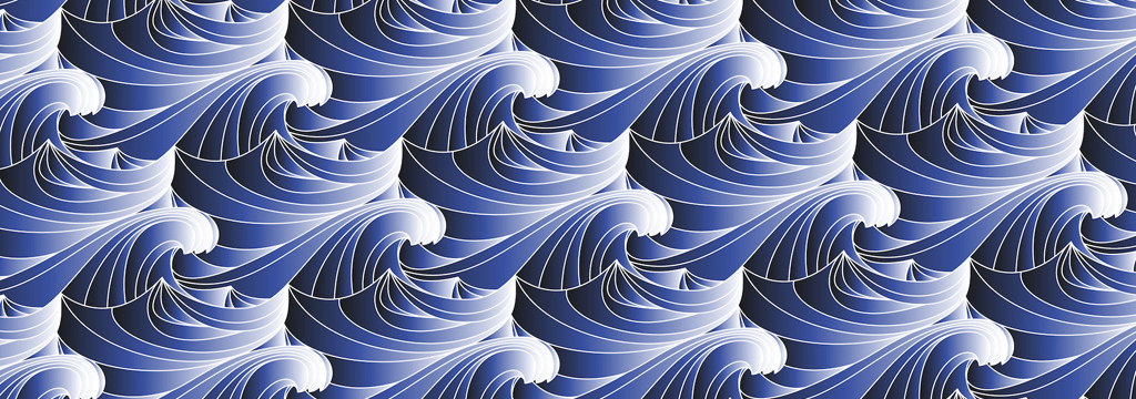 Hombre Clásico Estampado - Bañador con estampado Waves para hombre, Azul marino estampado