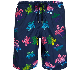 Men Long classic Printed - Men Long Ultra-light and packable Swim Trunks Ronde des Tortues Aquarelle, Navy front Men Long classic Printed - Men Long Ultra-light and packable Swim Trunks Ronde des Tortues Aquarelle, Navy front