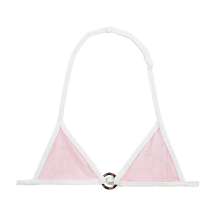 Niñas Autros Liso - Top de bikini de triángulo bicolor con estampado Jacquard Turtles Scales, Peony front Niñas Autros Liso - Top de bikini de triángulo bicolor con estampado Jacquard Turtles Scales, Peony front