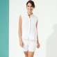 Damen Andere Bestickt - Kurzärmeliges Broderies Anglaises Leinenhemd für Damen, Weiss Vorderseite getragene Ansicht Damen Andere Bestickt - Kurzärmeliges Broderies Anglaises Leinenhemd für Damen, Weiss Vorderseite getragene Ansicht