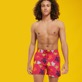 Men Classic Printed - Men Swim Shorts Ronde Des Tortues, Burgundy front worn view