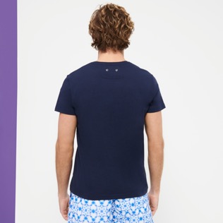 Uomo Altri Stampato - T-shirt uomo in cotone Batik Fishes, Blu marine vista indossata posteriore