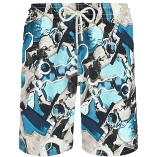 Men Long classic Printed - Men Stretch Long Swimwear Californian Pool Dogtown - Vilebrequin x Highsnobiety, Blue note front view