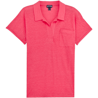 Donna Altri Unita - Polo donna in lino tinta unita, Ibisco front Donna Altri Unita - Polo donna in lino tinta unita, Ibisco front