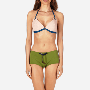 Mujer Tríangulo Liso - Top de bikini de triángulo de neopreno para mujer, Nude supp2 Mujer Tríangulo Liso - Top de bikini de triángulo de neopreno para mujer, Nude supp2