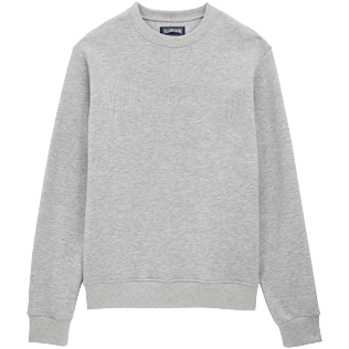男款 Others 纯色 - Men Cotton Sweatshirt Solid, Lihght gray heather 正面图