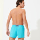 男款 Others 纯色 - 男士纯色修身弹力游泳短裤, Azure 背面穿戴视图