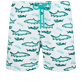 Men Embroidered Embroidered - Men Embroidered Swim Trunks Requins 3D - Limited Edition, Glacier front view