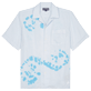 Men Others Printed - Men Bowling Shirt Linen and Cotton Snail Tie & Dye, Azure front view