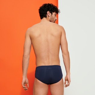 Men Fitted Solid - Men Fitted Swim Brief Solid, Navy back worn view