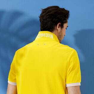 Hombre Autros Liso - Polo en piqué de algodón de color liso para hombre, Safran backworn Hombre Autros Liso - Polo en piqué de algodón de color liso para hombre, Safran backworn