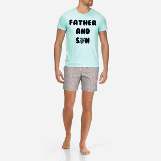 Hombre T-Shirt Estampado - Camiseta de algodón con estampado «Tel père, tel fils» para hombre, Laguna frontworn Hombre T-Shirt Estampado - Camiseta de algodón con estampado «Tel père, tel fils» para hombre, Laguna frontworn