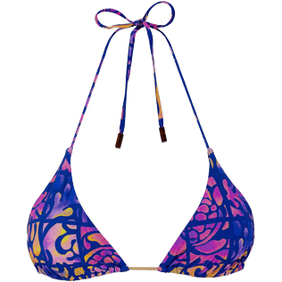 Women Triangle Printed - Women triangle bikini Top Phuket, Sea blue front Women Triangle Printed - Women triangle bikini Top Phuket, Sea blue front