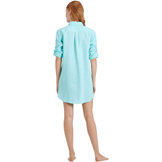 Mujer Autros Liso - Camisa larga en lino de color liso para mujer, Laguna supp4 Mujer Autros Liso - Camisa larga en lino de color liso para mujer, Laguna supp4