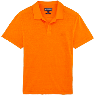 Homme AUTRES Uni - Polo en jersey de Lin Uni, Kumquat front Homme AUTRES Uni - Polo en jersey de Lin Uni, Kumquat front
