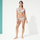 Women Underwire Printed - Women Ruffle Bikini Top Cherry Blossom, Sea blue details view 2