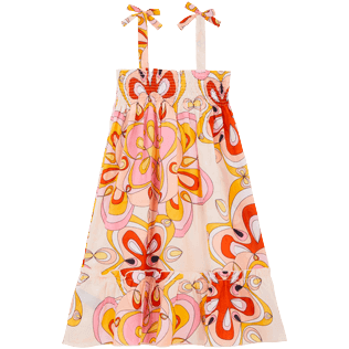 Mädchen Andere Bedruckt - Kaleidoscope Kleid aus Baumwolle für Mädchen, Camellia Rückansicht