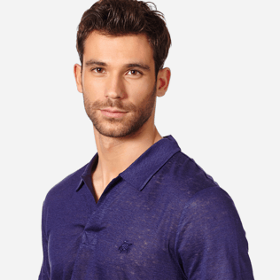 Men Others Solid - Men Linen Jersey Polo Shirt Solid, Midnight blue supp1 Men Others Solid - Men Linen Jersey Polo Shirt Solid, Midnight blue supp1