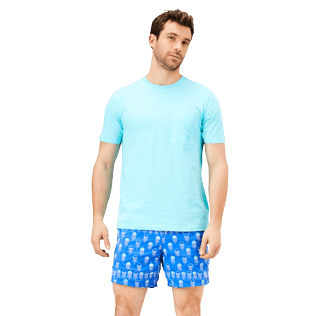 Herren Andere Uni - Einfarbiges T-Shirt aus Bio-Baumwolle für Herren, Lazulii blue frontworn Herren Andere Uni - Einfarbiges T-Shirt aus Bio-Baumwolle für Herren, Lazulii blue frontworn