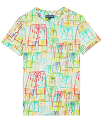 Hombre Autros Estampado - Camiseta de algodón multicolor con estampado Vilebrequin para hombre, Blanco vista frontal