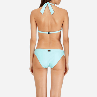 Mujer Halter Liso - Top de bikini de triángulo con estampado Solid Water para mujer, Laguna supp2 Mujer Halter Liso - Top de bikini de triángulo con estampado Solid Water para mujer, Laguna supp2