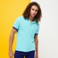 Men Others Solid - Men Cotton Pique Polo Shirt Solid, Lazulii blue front worn view