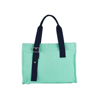 Autros Liso - Bolsa de playa pequeña de algodón con estampado liso, Menta back Autros Liso - Bolsa de playa pequeña de algodón con estampado liso, Menta back