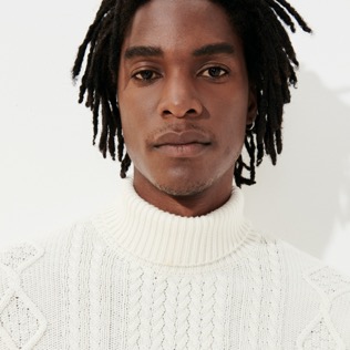 Men Others Solid - Men Cotton Cashmere Turtle Neck Sweater, Off white details view 1