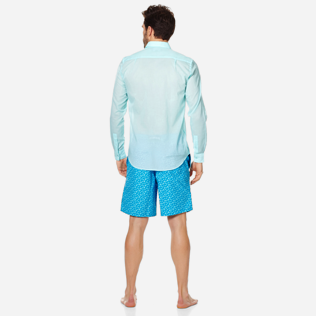 Others Solid - Unisex Cotton Shirt Solid, Acqua backworn Others Solid - Unisex Cotton Shirt Solid, Acqua backworn