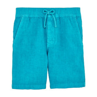 Niños Autros Liso - Bermudas cortas de lino con estampado liso para niño, Curazao front Niños Autros Liso - Bermudas cortas de lino con estampado liso para niño, Curazao front