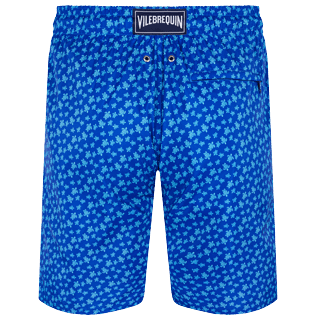 Men Long classic Printed - Men Swim Trunks Long Ultra-light and packable Micro Ronde Des Tortues, Sea blue back view