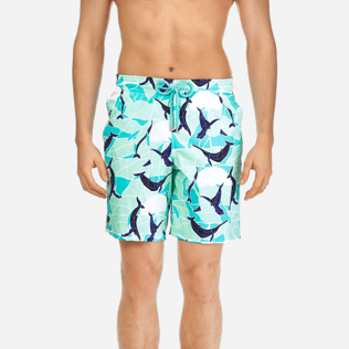 Hombres Corte Largo Estampado - Bañador elástico con estampado Magic Whales para hombre, Laguna supp1 Hombres Corte Largo Estampado - Bañador elástico con estampado Magic Whales para hombre, Laguna supp1
