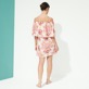 Women Others Printed - Women Off the Shoulder Short Dress Kaleidoscope, Camellia back worn view
