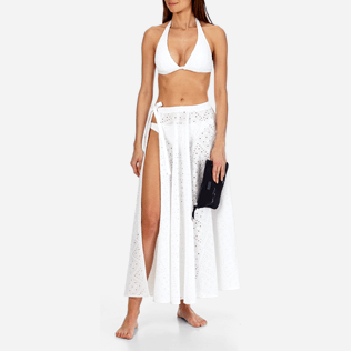 Women 014 Embroidered - Women Long Cotton Pareo Skirt Eyelet Embroidery, White supp3 Women 014 Embroidered - Women Long Cotton Pareo Skirt Eyelet Embroidery, White supp3
