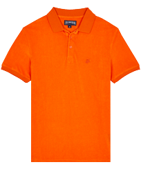 Men Others Solid - Men Terry Polo Shirt Solid, Apricot front view