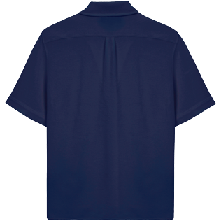 Uomo Altri Unita - Camicia bowling unisex in spugna jacquard, Blu marine vista posteriore