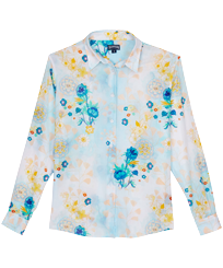 Camisa de algodón con estampado Belle Des Champs para mujer Soft blue vista frontal