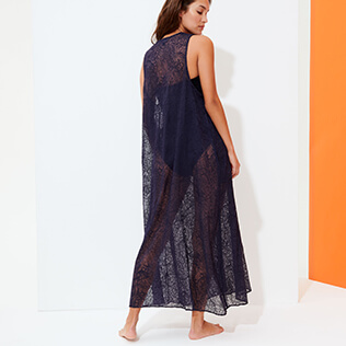 Damen Andere Bestickt - Langes Kleid aus Seide mit Paisleymuster für Damen, Saphir backworn Damen Andere Bestickt - Langes Kleid aus Seide mit Paisleymuster für Damen, Saphir backworn