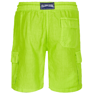 Men Others Solid - Men Linen Bermuda Shorts cargo pockets, Lemongrass back Men Others Solid - Men Linen Bermuda Shorts cargo pockets, Lemongrass back