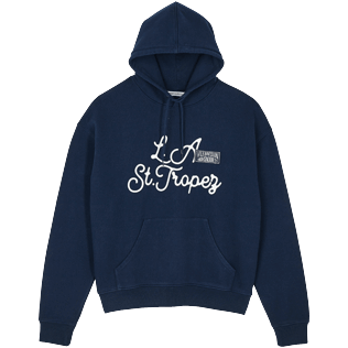 的图片 男款 Others 印制 - 男士 LA/St-Tropez 连帽运动衫 - Vilebrequin x Highsnobiety, Navy 正面图 的图片 男款 Others 印制 - 男士 LA/St-Tropez 连帽运动衫 - Vilebrequin x Highsnobiety, Navy 正面图
