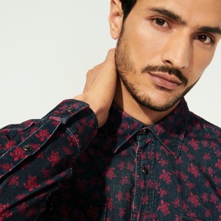 Men Others Printed - Men Corduroy Overshirt Micro Ronde Tortues, Navy details view 3