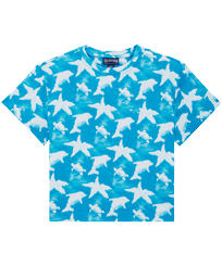 Garçons AUTRES Imprimé - T-shirt garçon coton Clouds , Bleu hawai vue de face