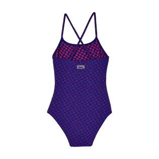 Niñas Autros Liso - Bañador de una sola pieza con estampado Micro Turtles para niña, Mar azul back Niñas Autros Liso - Bañador de una sola pieza con estampado Micro Turtles para niña, Mar azul back
