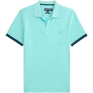 Men Others Solid - Solid Cotton pique polo, Lagoon front Men Others Solid - Solid Cotton pique polo, Lagoon front