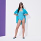 Damen Einteiler Bedruckt - Micro Waves Badeanzug für Damen, Lazulii blue Details Ansicht 3