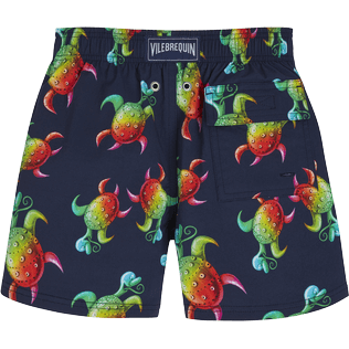 Boys Others Printed - Boys Stretch Swimwear Tortues Rainbow Multicolor - Vilebrequin x Kenny Scharf, Navy back view