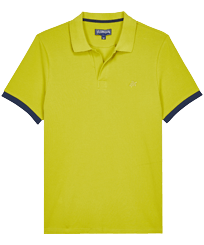 Men Others Solid - Men Cotton Pique Polo Shirt Solid, Matcha front view
