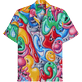 Hombre Autros Estampado - Camisa de bolos de lino con estampado Faces In Places para hombre - Vilebrequin x Kenny Scharf, Multicolores vista frontal
