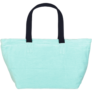 Andere Uni - Große Einfarbige Jacquard-Strandtasche aus Frottee, Lagune back Andere Uni - Große Einfarbige Jacquard-Strandtasche aus Frottee, Lagune back
