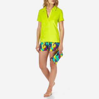 Women Others Solid - Women Terry Cloth Polo shirt Solid, Chartreuse supp3 Women Others Solid - Women Terry Cloth Polo shirt Solid, Chartreuse supp3